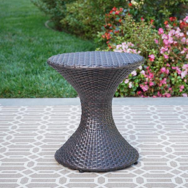 Gdf Studio Frances Outdoor 16-inch Multi-brown Wicker Hourglass Side Table