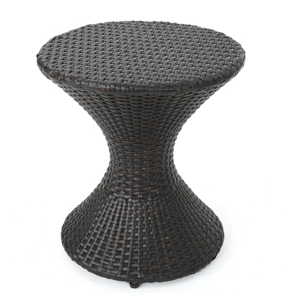 gdf studio Frances Outdoor 16-inch Multi-brown Wicker Hourglass Side Table