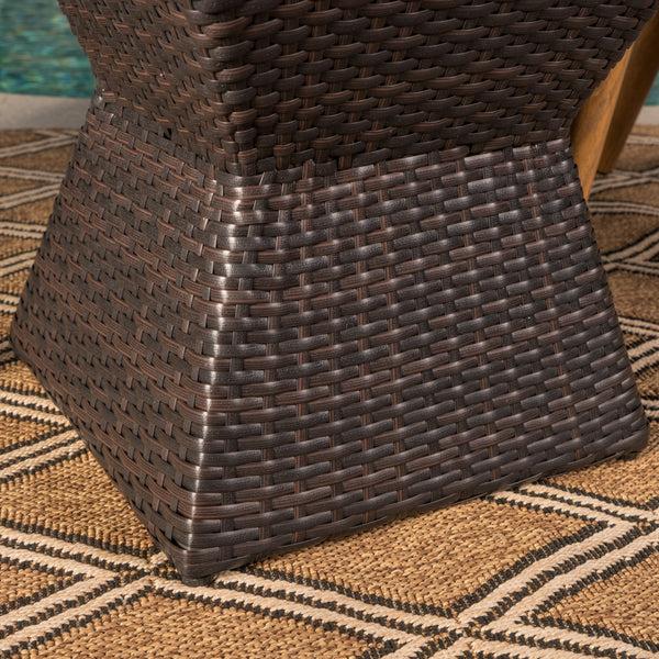 Gdf Studio Frances Outdoor 16-inch Multi-brown Wicker Square Side Table