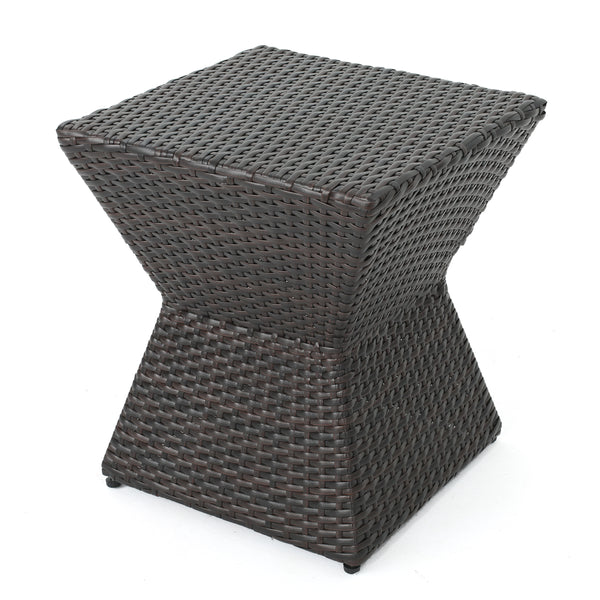 gdf studio Frances Outdoor 16-inch Multi-brown Wicker Square Side Table
