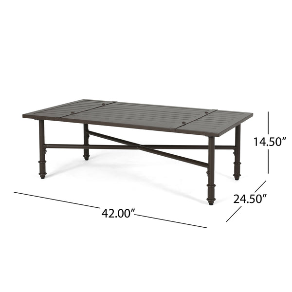 Gdf Studio Francis Outdoor Aluminum Loveseat And Coffee Table With Cushions