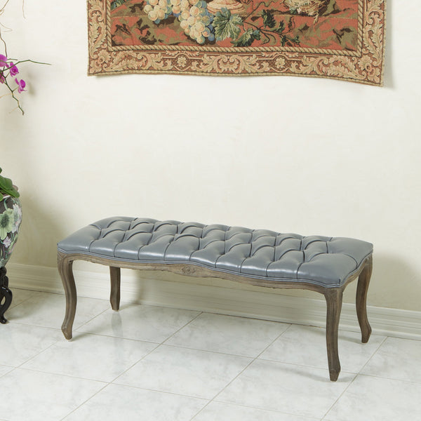 Gdf Studio Francis Traditional Button Tufted Bonded Leather Bench