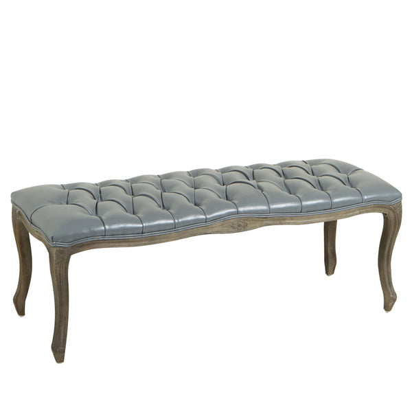gdf studio Francis Traditional Button Tufted Bonded Leather Bench