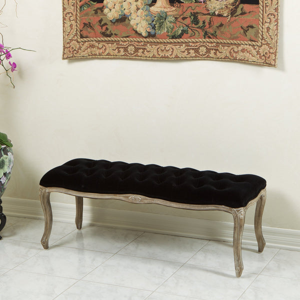 Gdf Studio Francis Traditional Button Tufted Velvet Bench