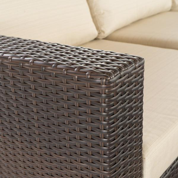 Gdf Studio Francisco 6pc Outdoor Wicker Sectional Sofa W/ Storage