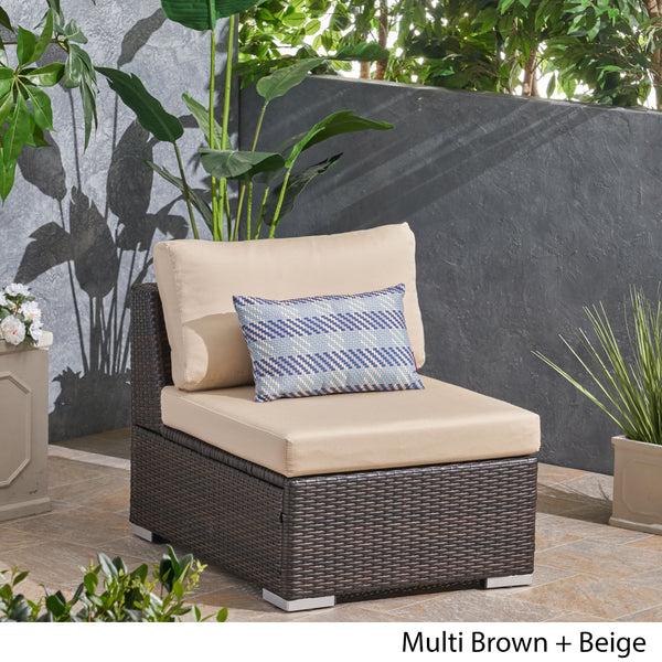 Gdf Studio Francisco Outdoor Wicker Sectional Sofa Seat W/ Cushions