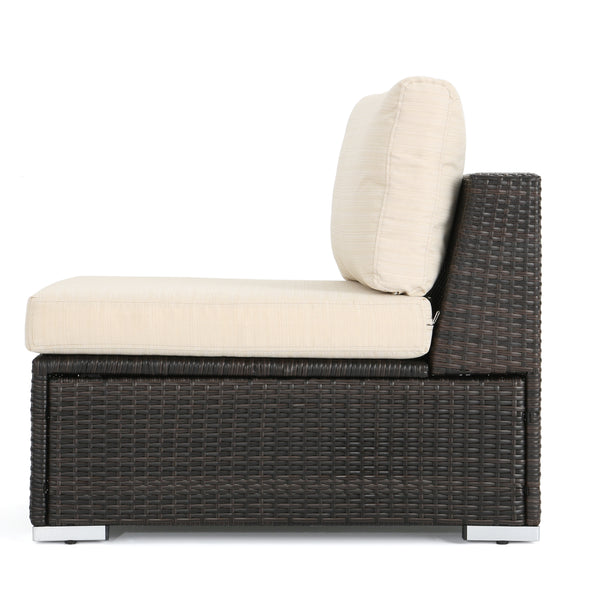 Gdf Studio Francisco Outdoor Wicker Sectional Sofa Seat W/ Cushions