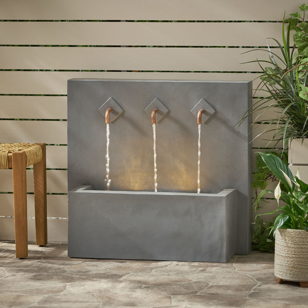 Gdf Studio Fraser Outdoor 3 Spout Fountain Light Gray