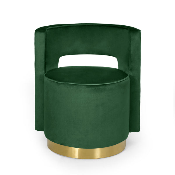 Gdf Studio Freas Modern Glam Round Open Back Velvet Swivel Club Chair