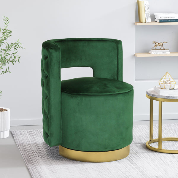 gdf studio Freas Modern Glam Round Open Back Velvet Swivel Club Chair