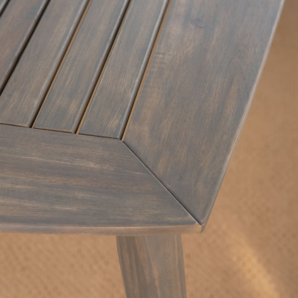 Gdf Studio Fred Outdoor Acacia Wood Rectangular Dining Table Gray