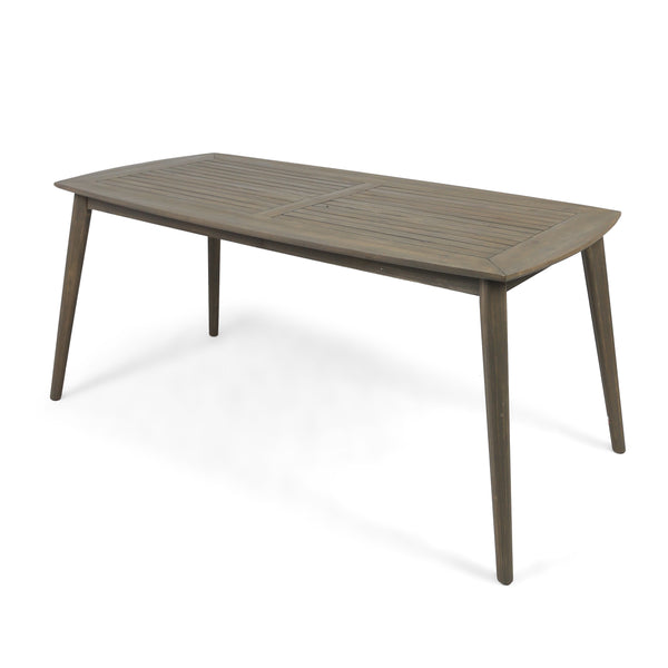 gdf studio Fred Outdoor Acacia Wood Rectangular Dining Table Gray