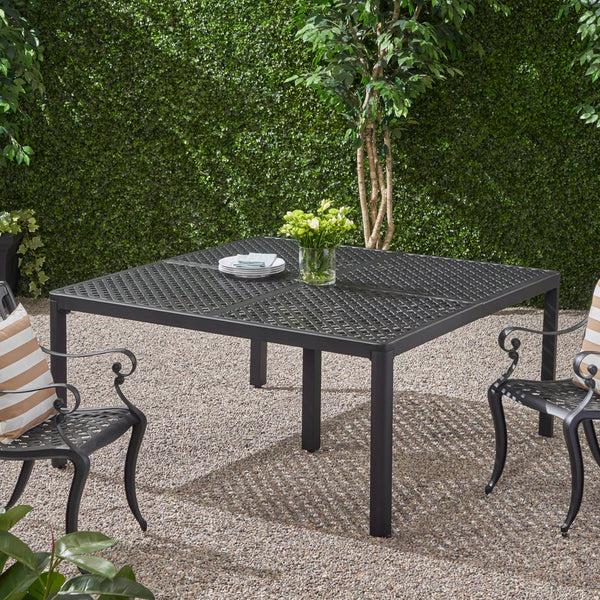 Gdf Studio Frisco Modern Aluminum Dining Table With Woven Accents