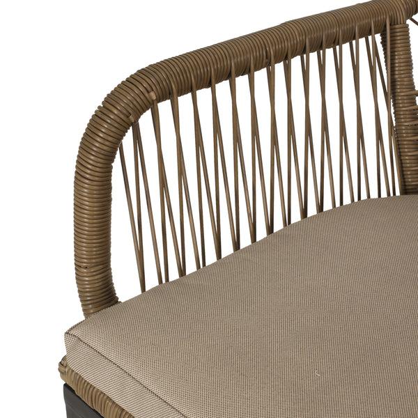 Gdf Studio Fromberg Outdoor Wicker Dining Chair With Cushion Set Of 2 Light Brown And Beige