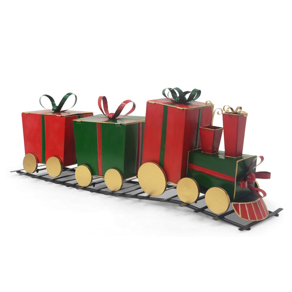 gdf studio FrostyFestivities Iron Train Decor with Gift-Shaped Carriages