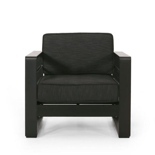 Gdf Studio Gadd Outdoor Aluminum 4 Seater Chat Set With Fire Pit