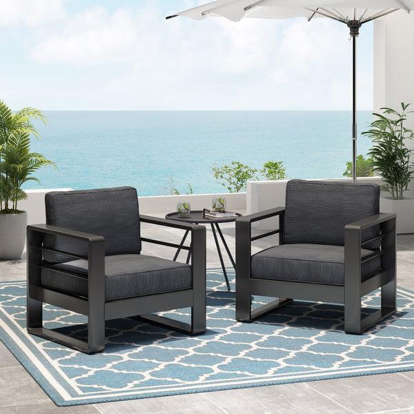 gdf studio Gadd Outdoor Aluminum Club Chairs (Set of 2)