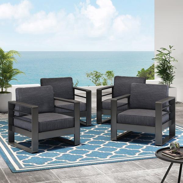Gdf Studio Gadd Outdoor Aluminum Club Chairs (Set Of 4)