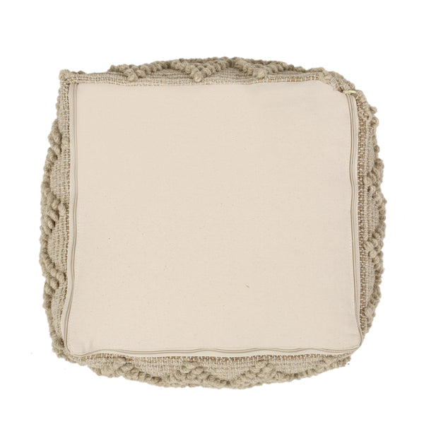 Gdf Studio Galion Boho Handcrafted Fabric Cube Pouf Ivory And Beige
