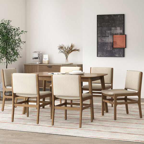 Gdf Studio Galtin Contemporary Fabric Upholstered Wood Dining Chairs Set Of 6