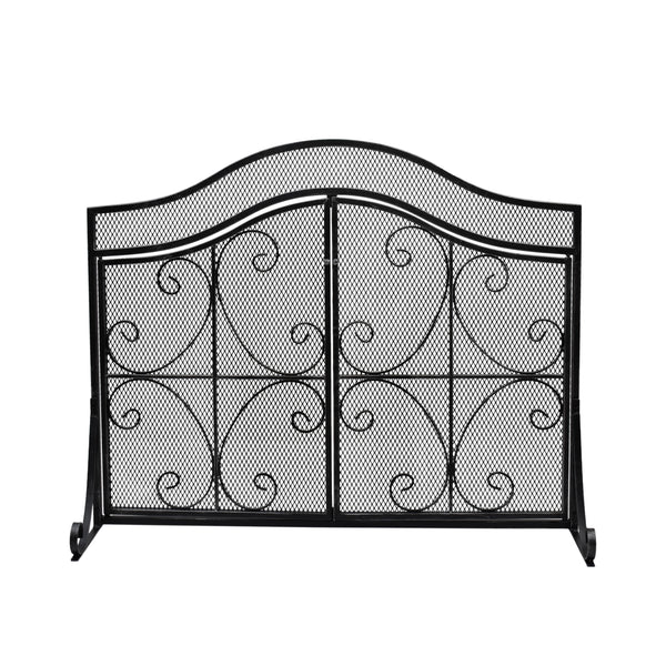 Gdf Studio Gary Modern Three Panel Iron Firescreen With Door