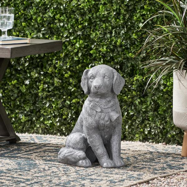 Gdf Studio Gary Outdoor Dog Garden Statue Stone Gray
