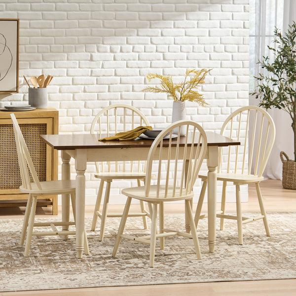 Gdf Studio Gates 5-piece Spindle Wood Dining Set With Leaf Extension