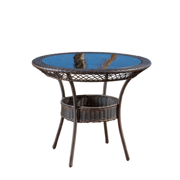gdf studio Gaviota 34-inch Round Outdoor Wicker Dining Table