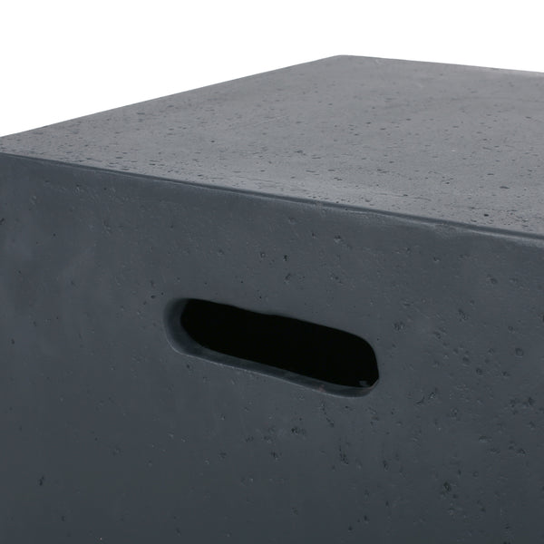 Gdf Studio Gaylor Outdoor 40 000 BTU Lightweight Concrete Bowl Fire Pit With Tank Holder Dark Gray And Natural