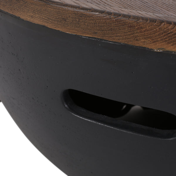 Gdf Studio Gaylor Outdoor Lightweight Concrete 40K BTU Fire Pit Bowl Dark Gray Natural Brown