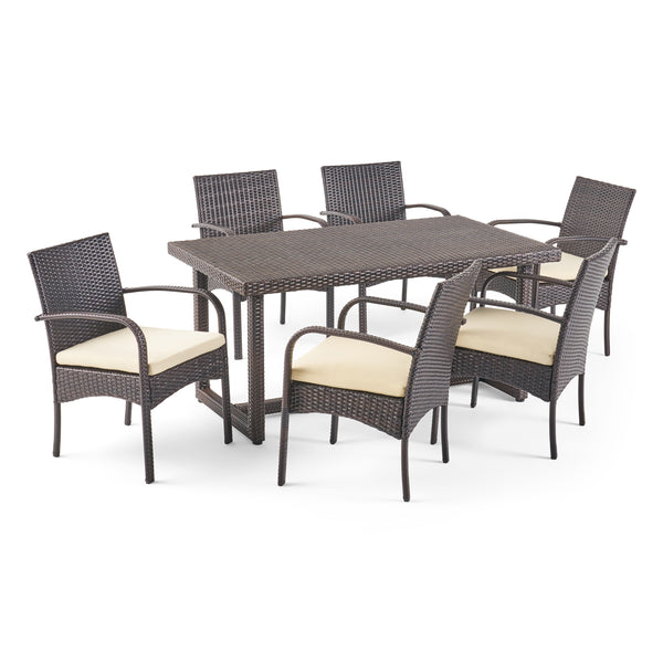 gdf studio Acker Outdoor 7 Piece Wicker Dining Set