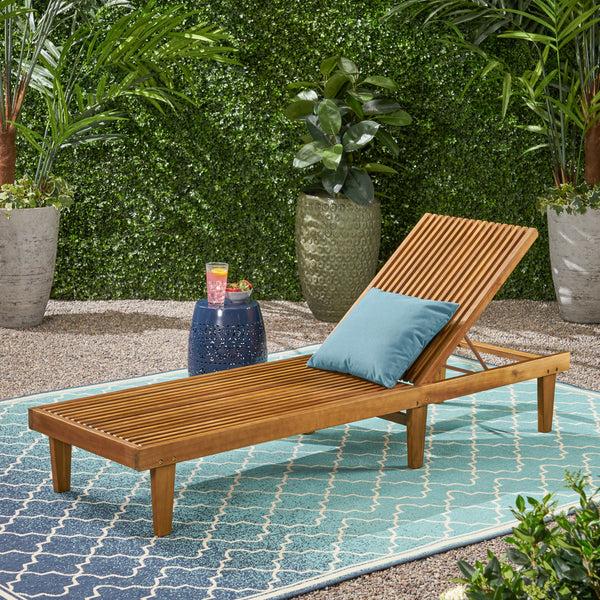 Gdf Studio Addisyn Outdoor Wooden Chaise Lounge