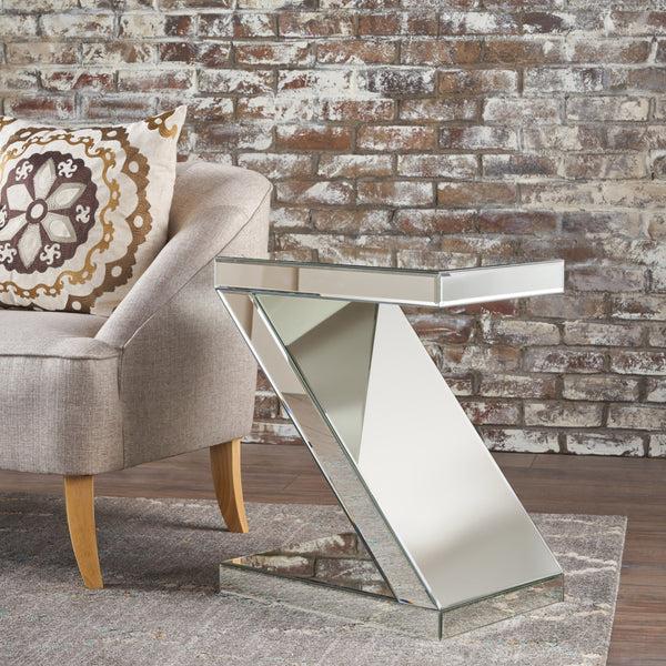 Gdf Studio Adu Mirrored Z Shaped Side Table