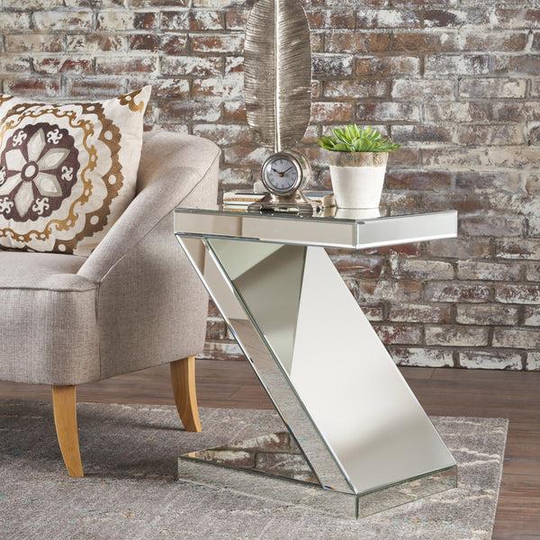 Gdf Studio Adu Mirrored Z Shaped Side Table