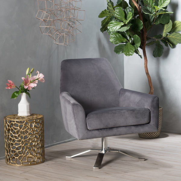 Gdf Studio Aegis Modern Velvet Swivel Armchair