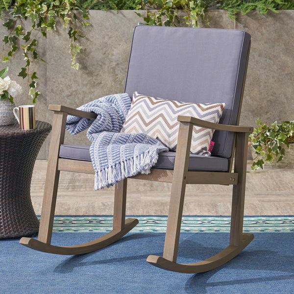 Gdf Studio Aeney Outdoor Acacia Wood Rocking Chair