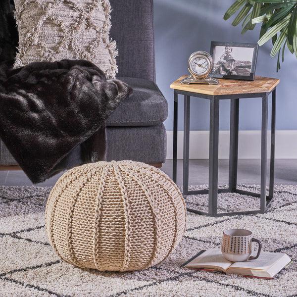 Gdf Studio Agatha Knitted Cotton Pouf
