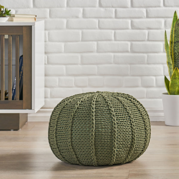 Gdf Studio Agatha Modern Knitted Cotton Round Pouf
