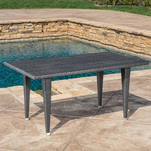 Gdf Studio Aina Grey Wicker Outdoor Patio Table
