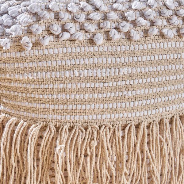 Gdf Studio Alfie Boho Cotton Pouf White