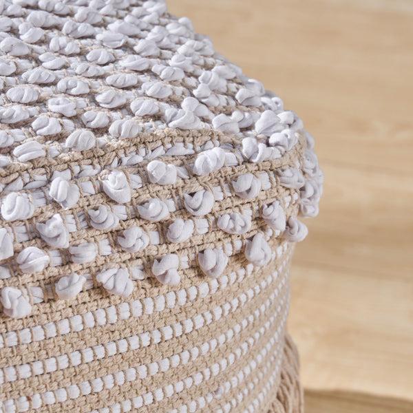 Gdf Studio Alfie Boho Cotton Pouf White
