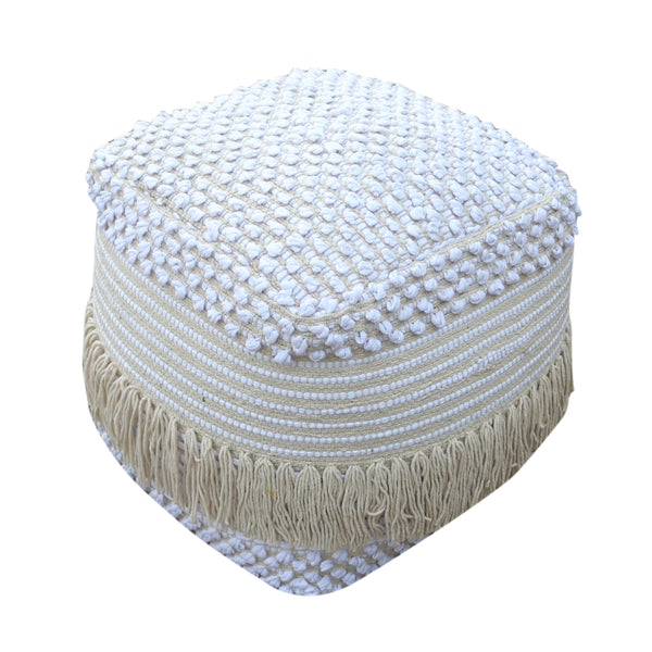 gdf studio Alfie Boho Cotton Pouf White