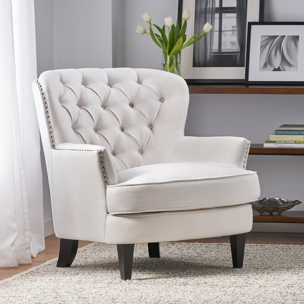 gdf studio Alfred Button Tufted Fabric Club Chair