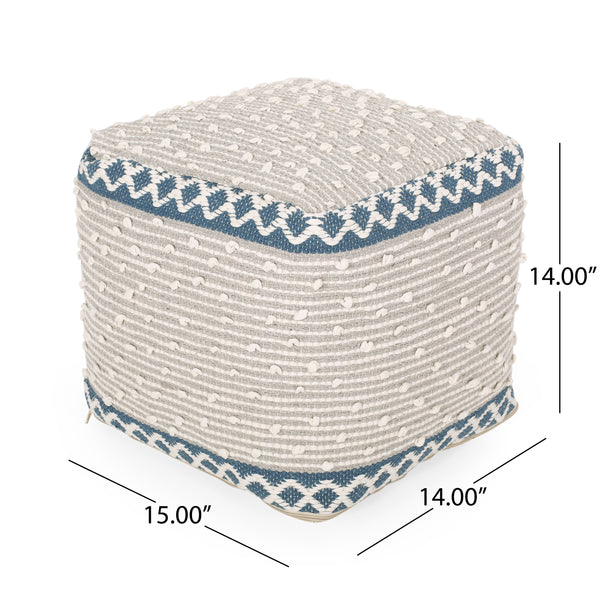 Gdf Studio Amiyrah Hand-Crafted Cotton Cube Pouf