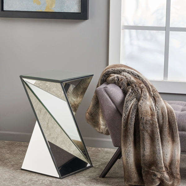 Gdf Studio Amler Geometrical Mirrored Side Table