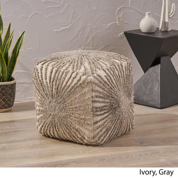 Gdf Studio Amyri Boho Wool And Cotton Ottoman Pouf