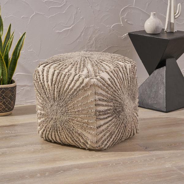 Gdf Studio Amyri Boho Wool And Cotton Ottoman Pouf