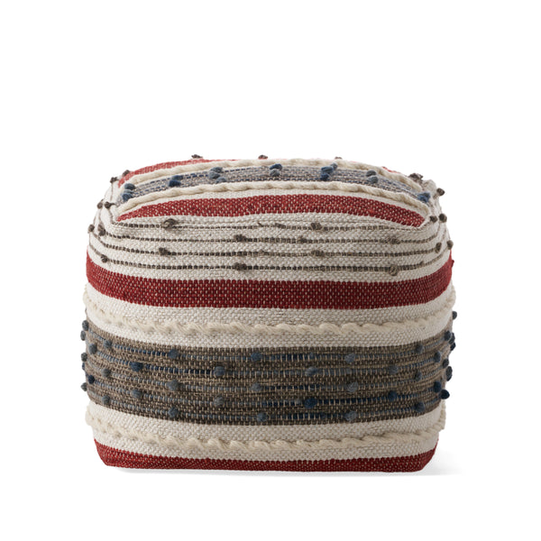 gdf studio Aren Boho Wool and Cotton Ottoman Pouf