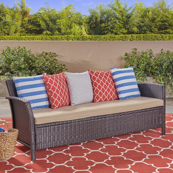 Gdf Studio Auguste Outdoor Wicker 3 Seater Sofa