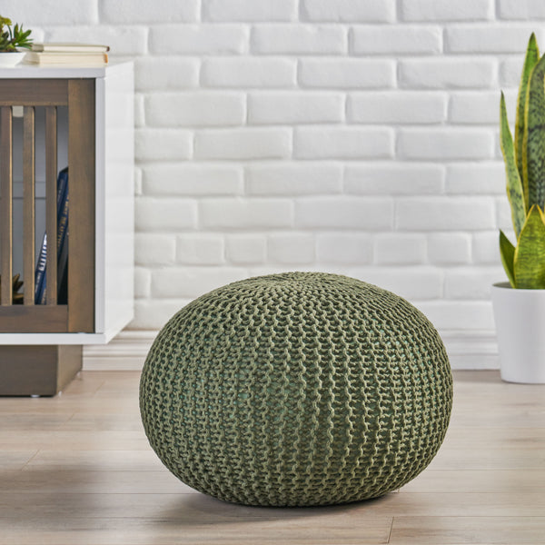 Gdf Studio Belle Modern Knitted Cotton Round Pouf